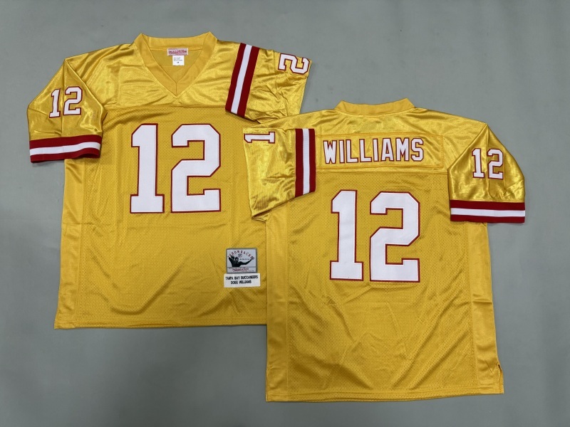 Men 2025 Tampa Bay Buccaneers 12 Williams yellow Throwback Limited NFL Jersey style 001